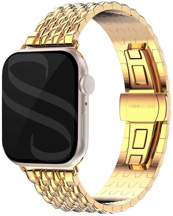 Selencia Stalen draak bandje - Geschikt voor Apple Watch 38/40/41/42 mm - Goud