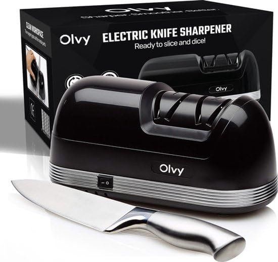 Olvy Elektrische Messenslijper PRO - Zwart - Anti Slip - 1.04 kg
