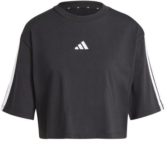 Adidas Essentials 3-Stripes Cotton Loose T-shirt Dames Zwart S