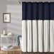 Lush Decor Rideau de douche en lin à boutons - 72" x 72" - Bleu marine et blanc