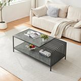 en.casa Salontafel Pärghos zwart en betonkleurig