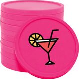 CombiCraft cocktail munten neon roze Ø29mm enkelzijdig bedrukt - 100 stuks