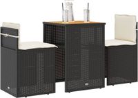 Maison Exclusive - Ensemble de bistro 3 pièces avec coussins, noir, en polyrotin