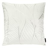 Eurofirany Elegante fluwelen kussenhoezen, sierkussen met opdruk, 45 x 45 cm, fluwelen overtrek, zacht bankkussen, tropische bladeren, wit