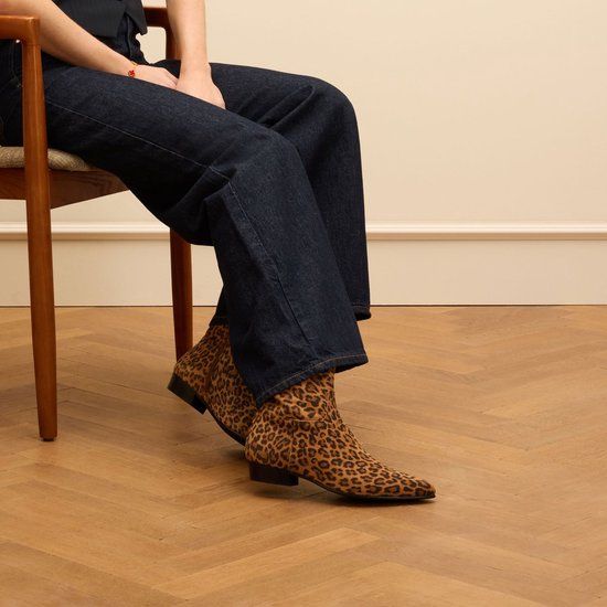Manfield Dames Leopard suède chelsea boots Maat 37