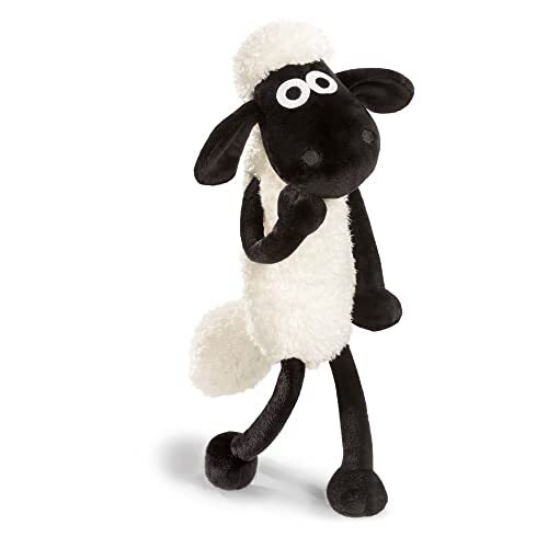 NICI 45846 Knuffel Shaun het Schaap 35 cm – Schapenknuffels voor Meisjes, Jongens & Baby's – Pluizig Knuffeldier om te Spelen, Knuffelen en Verzamelen – Knuffelige Pluche Dieren,Wit/Zwart