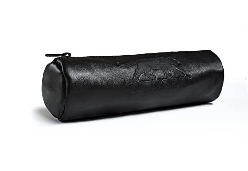 Airness etui, rond, 22 x 7 cm, met ritssluiting, ebbenleer, zwart