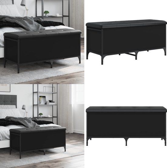 vidaXL Opbergbankje 102x42x45 cm bewerkt hout zwart