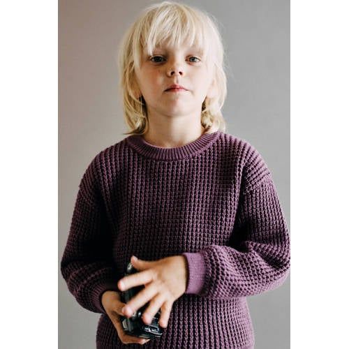 Mango Kids katoenen gebreide trui - aubergine