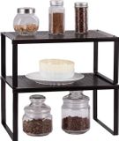 Merkloos Uitbreidbare Stapelbare Organizer voor Keukenkastjes - Opbergoplossing voor Kruiden - Set van 2 - Zwart