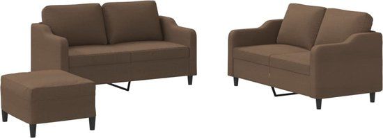 vidaXL 4-delige Loungeset met kussens stof bruin