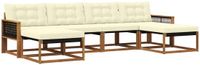 vidaXL - Bank loungeset - 6 zitplekken - Natuurlijk en crème - Acacia hout