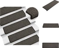 vidaXL - Tapis d'escalier - Autocollant - 15 pièces - Aspect sisal - 65x21x4cm - Anthracite