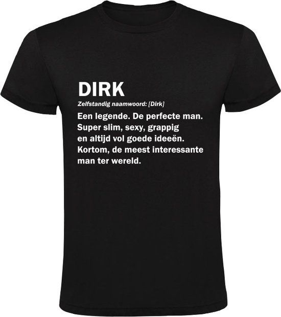 Dirk Woordenboek Heren T-shirt Zwart - Maat L - Katoen