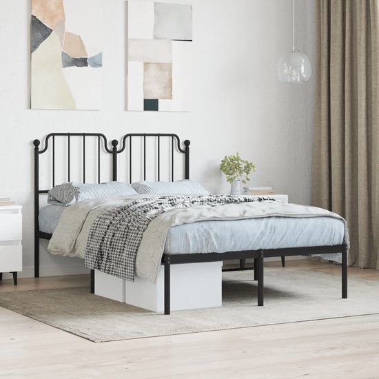 vidaXL Bedframe Metaal met Hoofdbord Zwart 120x190 cm