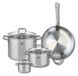 Set de cuisine 4 pièces en acier inoxydable avec poêle de 32 cm et marmites de 12, 20 et 26 cm