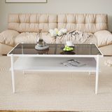 MODFU Salontafel - Rechthoekig - MDF en Glas - Grijs en Wit