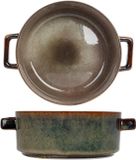 Cosy & Trendy Bollekes / soepkommen voor dessert/ontbijt - Porselein - D13 x 5.5 cm - groen/bruin - met oortjes - stapelbaar
