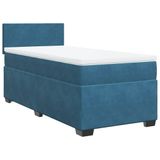 vidaXL Lit plateforme avec matelas, bleu foncé, 90x200 cm, velours