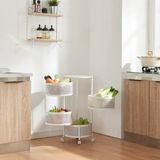 [en.casa] H.T. Trade Service GmbH & Co. KG Keukentrolley Steigen met 4 manden rond staal 74,5xØ33 cm wit