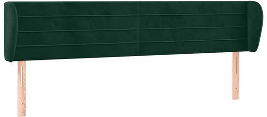 vidaXL Hoofdbord met randen fluweel donkergroen 203x23x78/88 cm