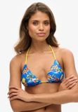Superdry Triangelbikinitop met koordjes Dames Blauw Dolphin Ocean Gebloemd Halter Mouwloos Polyester/Élasthanne XS