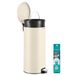 SONGMICS Pédale, 30 L, Acier, Soft-Close, avec seau intérieur | Poubelle pour la cuisine, 15 sacs poubelles, 29,5 x 37,1 x 63 cm, Beige, Collection PLUSHIC LTB031AZ02