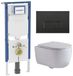 Geberit QeramiQ Dely Swirl Toiletset - 36.3x51.7cm - Geberit UP720 Duofix Sigma inbouwreservoir - slim zitting - mat zwarte bedieningsplaat - rechthoekige knoppen - glans wit