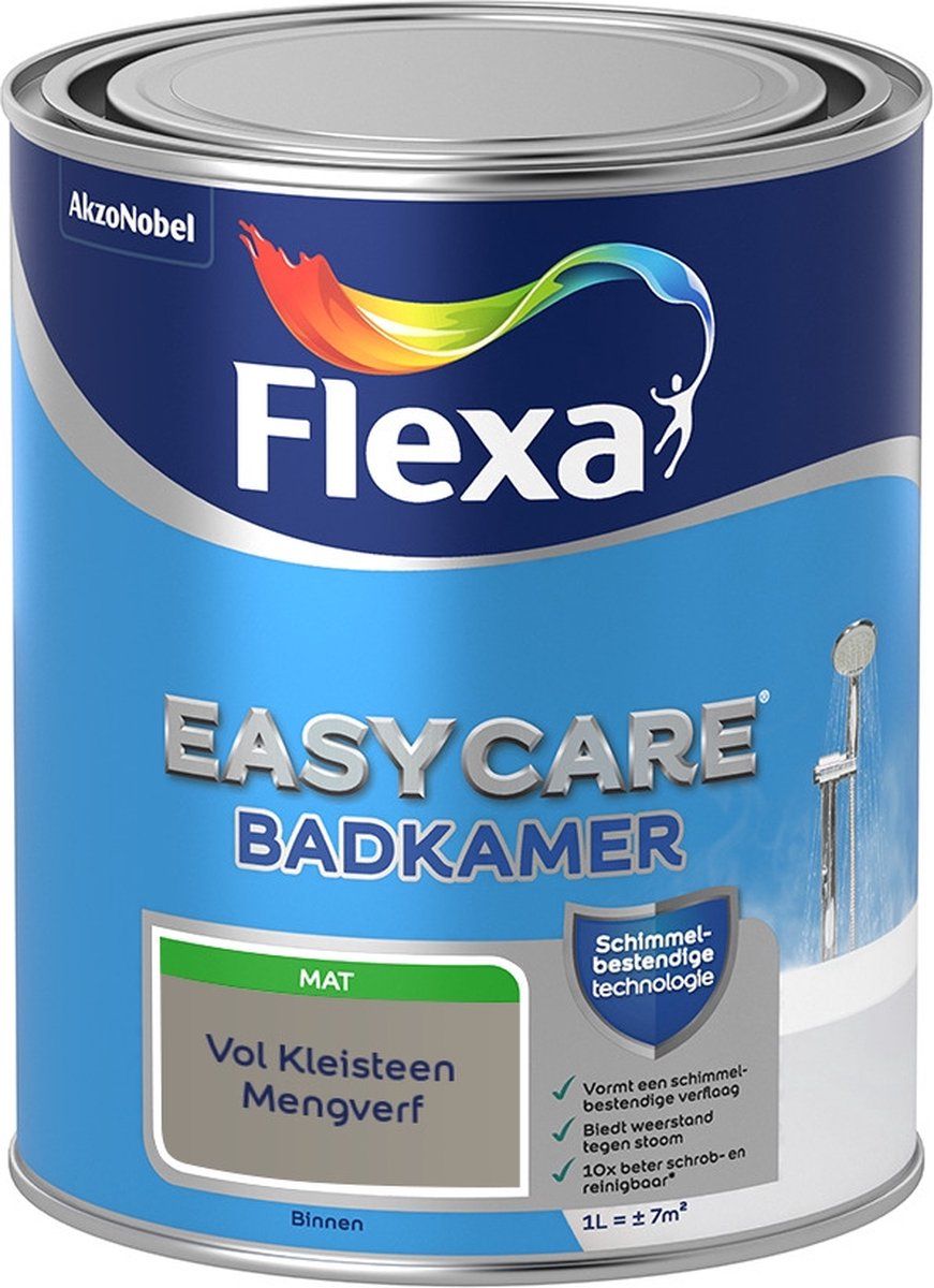 FLEXA Easycare Muurverf - Badkamer - Mat - Mengkleur - Vol Kleisteen - 1 liter