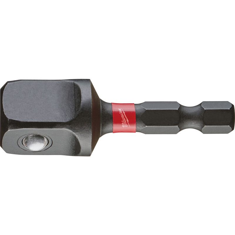 Milwaukee Steeksleutelinzet Shockwave 50 mm 1/4\" zeskant op 1/2\" vierkant, rood
