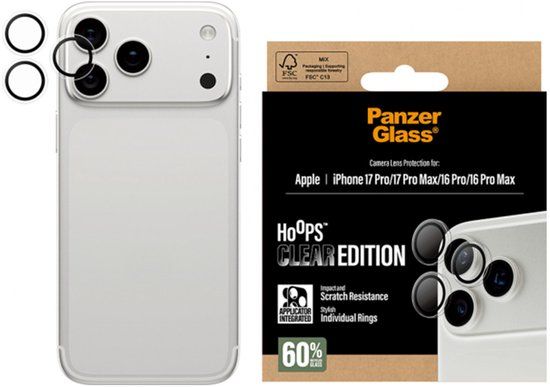 PanzerGlass Hoops Camera Lens Protector - Case Friendly - Geschikt voor Apple iPhone 17 Pro