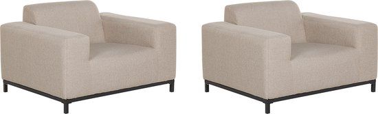 Beliani ROVIGO - Set of 2 Armchairs - Beige - Fabric