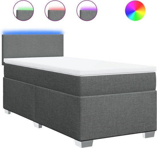 vidaXL Boxspring met matras stof donkergrijs 80x200 cm