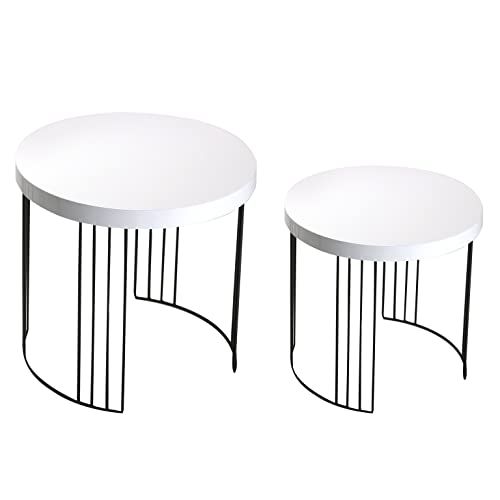 Versa 20360004 bijzettafel - 2 stuks - wit - hout/metaal - 55 x 55 x 55 cm