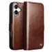 Qialino Étui portefeuille classique en cuir pour iPhone 17 - Marron foncé
