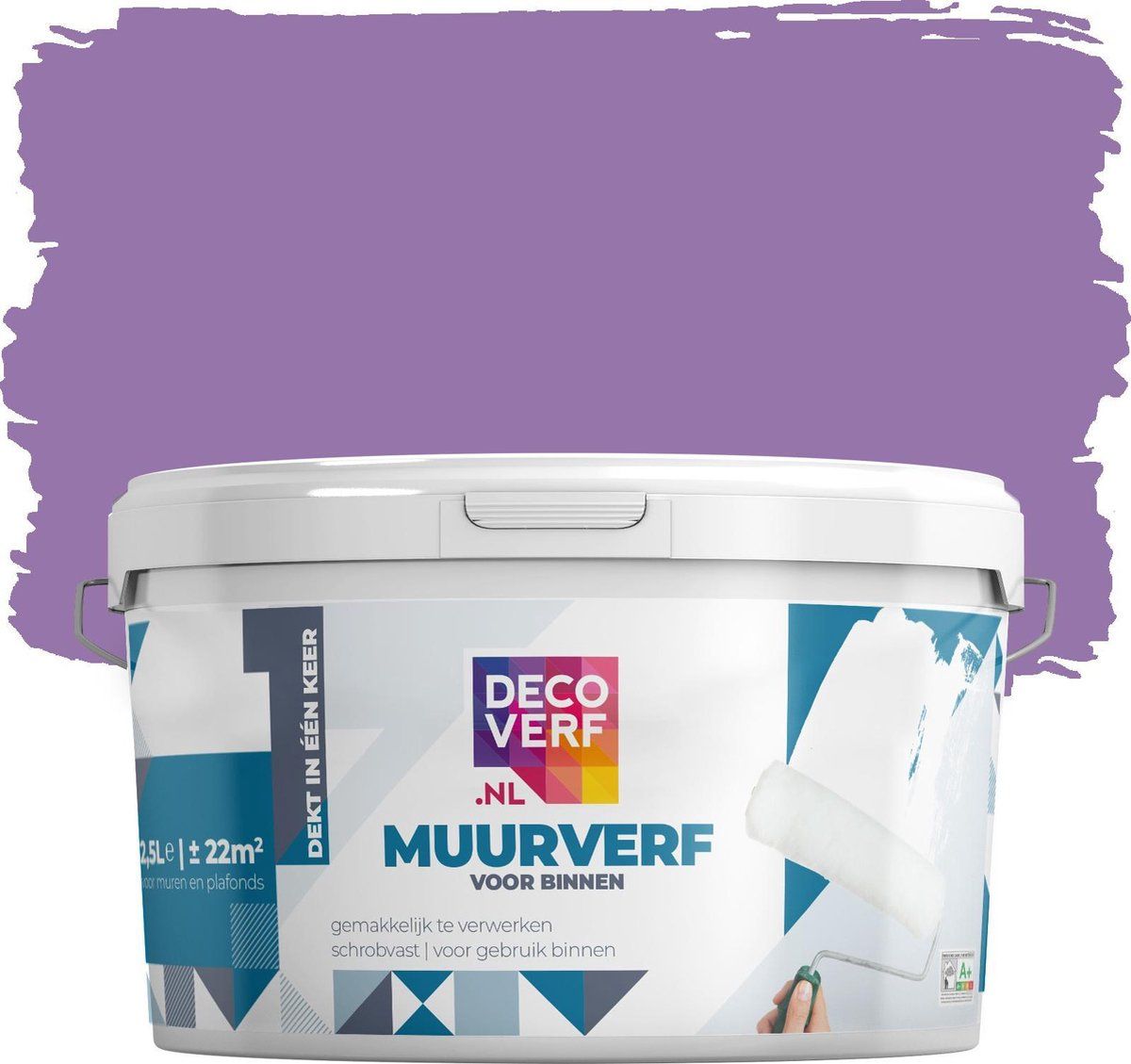 Decoverf.nl Decoverf muurverf mat, Purper, 2.5L - 8719743413054