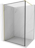 Mexen Kioto paroi de douche Walk-in 50 x 200 cm, cadre noir 8 mm, or brossé