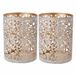 Cosy & Trendy Porte-bougie chauffe-plat - 2 pièces - Blanc/Or - Aspect ancien - H13 cm