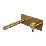 Brauer Gold Edition Inbouw Wastafelmengkraan met Rechte Uitloop en Afdekplaat Model B1 Goud Geborsteld PVD