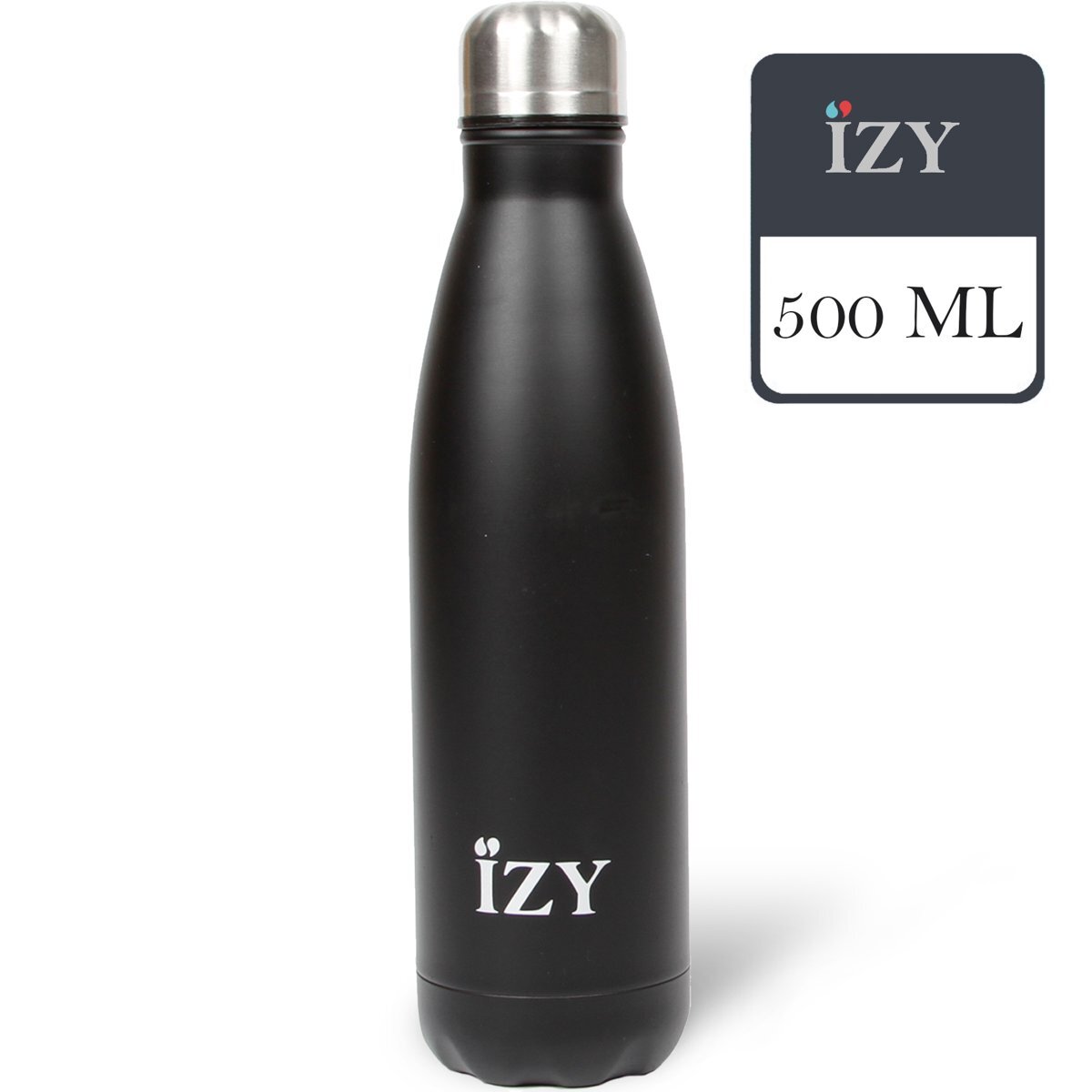 IZY Bottles Mat Zwart 500ML Thermosfles Thermoskan Thermosbeker VacuÃ¼m fles RVS GeÃ¯soleerd Dubbelwandig Isolatiekan 0 5L Thermos BPA-Vrij