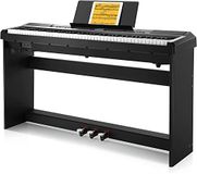Donner Huis Digitale piano, 88 gewogen toetsen, hameractie, full-size elektrisch toetsenbord voor beginners met 3 pedalen en pianostandaard, echte piano touch, DEP-20S