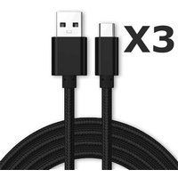 X3 Little Boutik® Kabel Type-C Verstevigd Nylon Lengte 2M Zwarte kleur