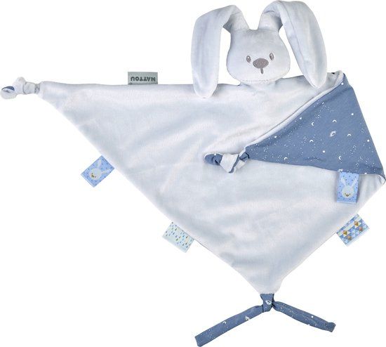 Nattou Lapidou Maxi Knuffeldoek Konijn - Pastelblauw - 65 cm