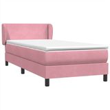 VidaXL Boxspringbed met matras, roze, 140x220 cm, fluweel