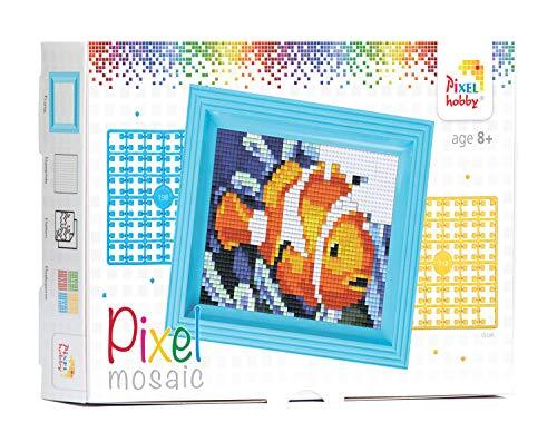 Pracht Creatives Hobby Pixel P31157 Mozaïek geschenkverpakking Nemo, pixelafbeelding met frame, kinderlijk eenvoudig insteeksysteem, zonder strijken en plakken, steentjes van biologische kunststof