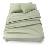 Blumtal 3-delige Set Bedlaken - Hoeslaken 150 x 200 x 30 cm - Laken 240 x 275 cm - 2 x Kussensloop 50 x 80 cm - Licht Olijfgroen