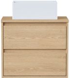 Vente-unique Hangmeubel voor badkamer met wastafel om erop te plaatsen - Eikenfineer - 60 cm - MILIPAM