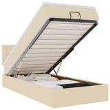 vidaXL Ottoman Bed with Mattress and LEDs 100x200 cm Fabric Cream