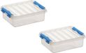Sunware 2x Q-line boîte de rangement/boîte de rangement - 1 litre - 20 x 15 x 6 cm - plastique - boîte de rangement - transparent/bleu