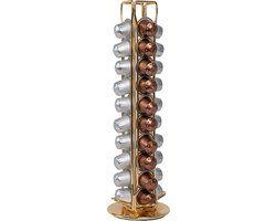 Intirilife Koffiecapsulehouder compatibel met Nespresso capsules (40 stuks) in Goud-kleurig ijzer - 11.5 x 37.5 cm - 360 graden draaibare capsulestandaard, opslag voor koffiecapsules, koffiepads